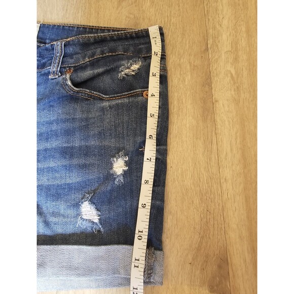 Aeropostale Denim Jean Short Shorts Size 7/8 Distressed Cuffed Denim - Picture 5 of 7